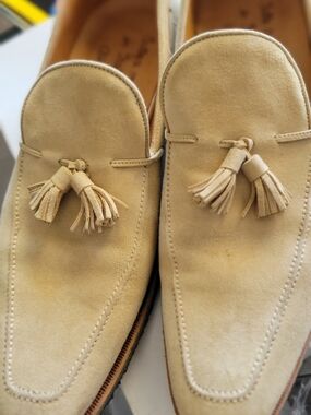 Suede Tassel Loafers in Tan